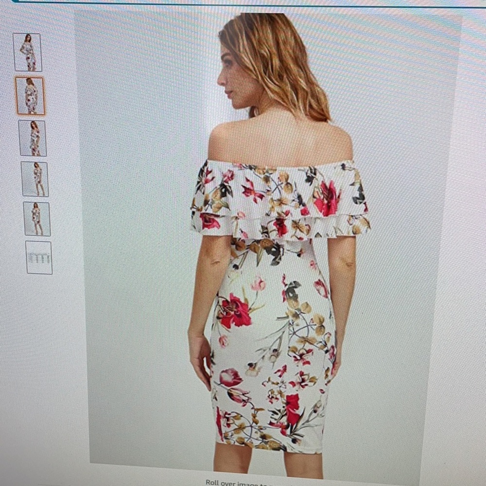 Floral Ruffle Off Shoulder Dress - Picture 5 of 7